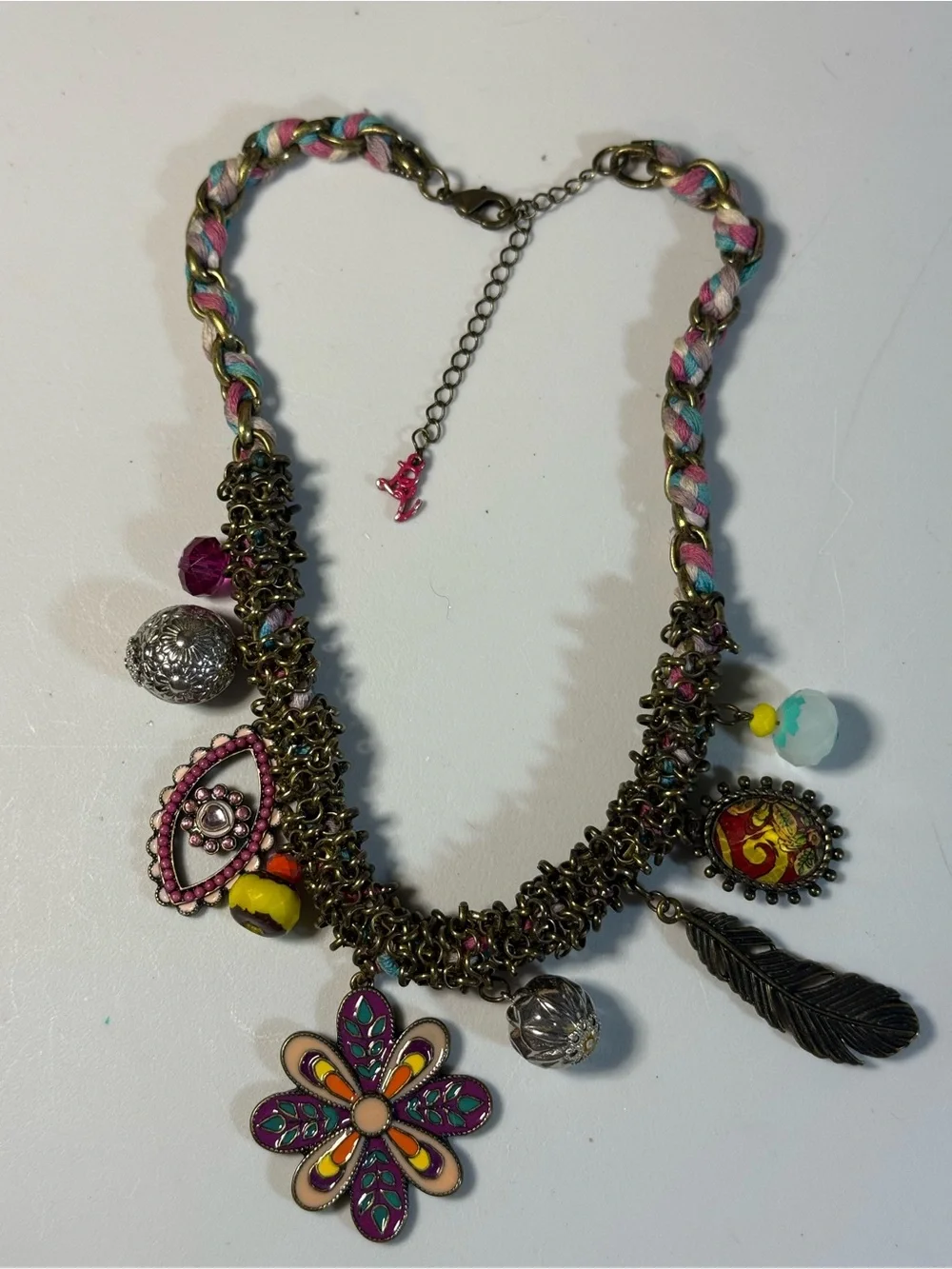 RARE Betsey Johnson Y2K Vintage Multicolor Charm Statement Necklace